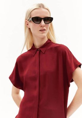 LARISAANA LS BLUSE| dunkelrot