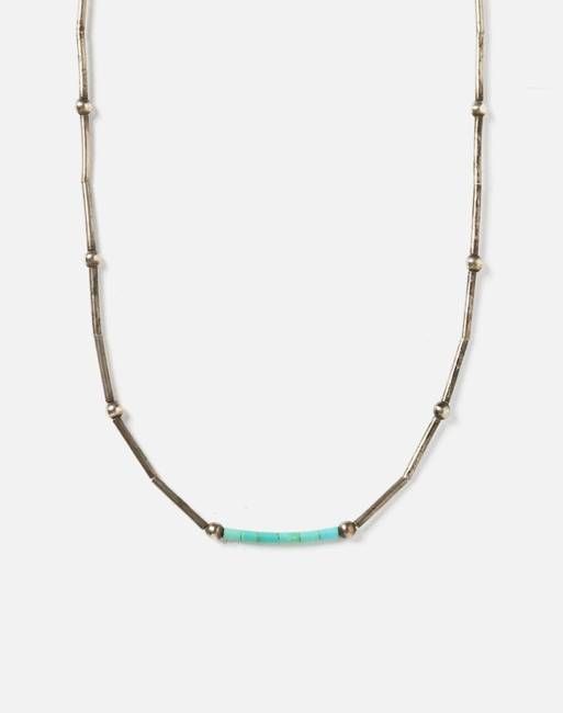 60s Liquid Silver Turquoise Choker