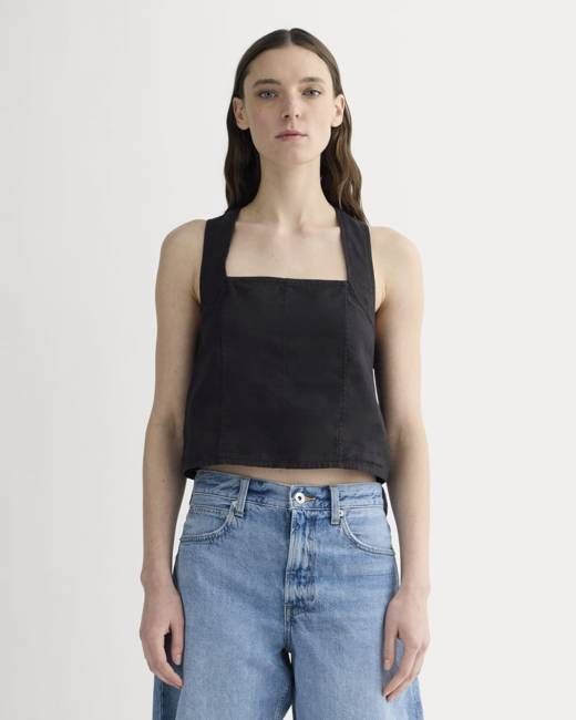 The Crossback Tank in Linen | Black