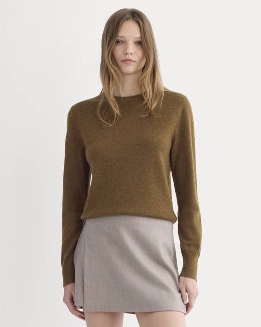 Cashmere Slim Crew Sweater | Heathered Toffee
