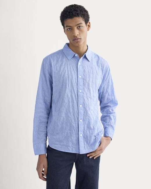 Textured Voile Button-Up Shirt | Open Air Plaid