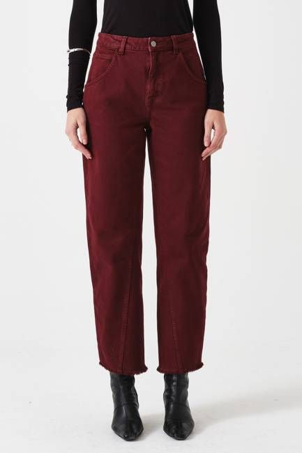 Bo Barrel Leg Twisted Jean in Mulberry