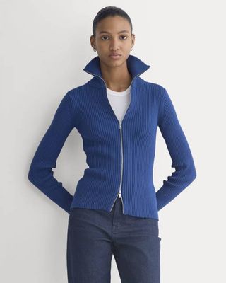 Full-Zip Ribbed Jacket in Everyday Cotton | Estate Blue