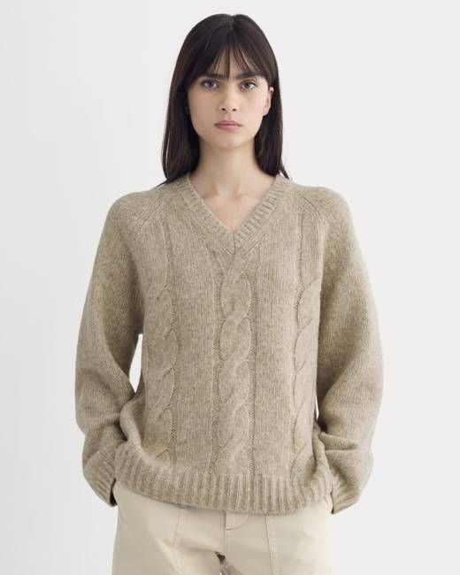 Cloud Cable V-Neck Sweater | Heathered Oatmeal