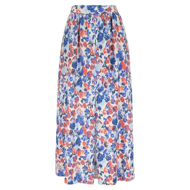 Zip skirt Color print lyocell