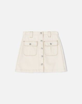 70s Button Front Mini Skirt - Rinsed Birch