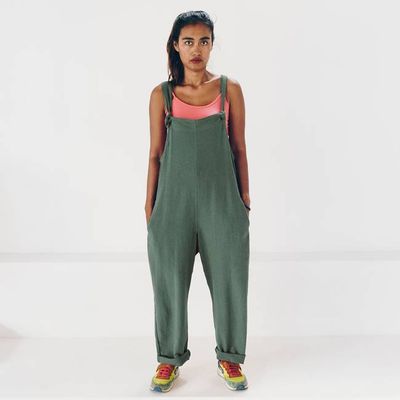 Trouser suit - upcycled 100% linen - green