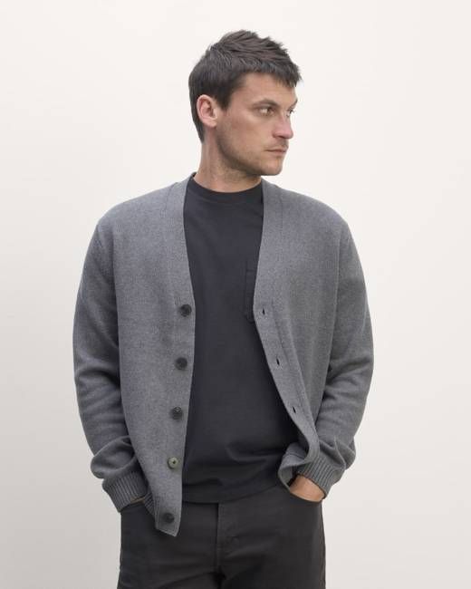 The Classic Cardigan in Everyday Cotton | Heathered Charcoal
