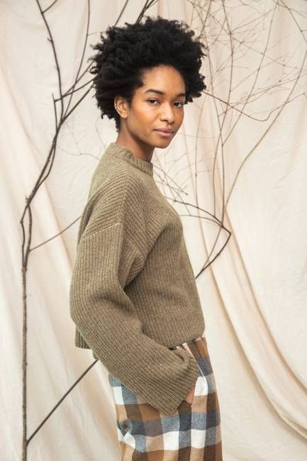 Leo Recycled Wool Knitted Jumper in Taupe Marl