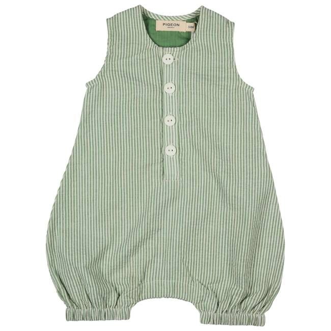Baby All-In-One (Seersucker Fine Stripe) - Green