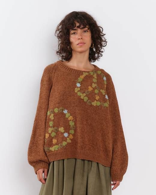 Bulb Knit Jumper - Brown Peace