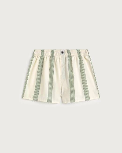 Green striped poplin boxer shorts