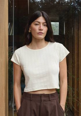 Crop Pointelle Tee Natural