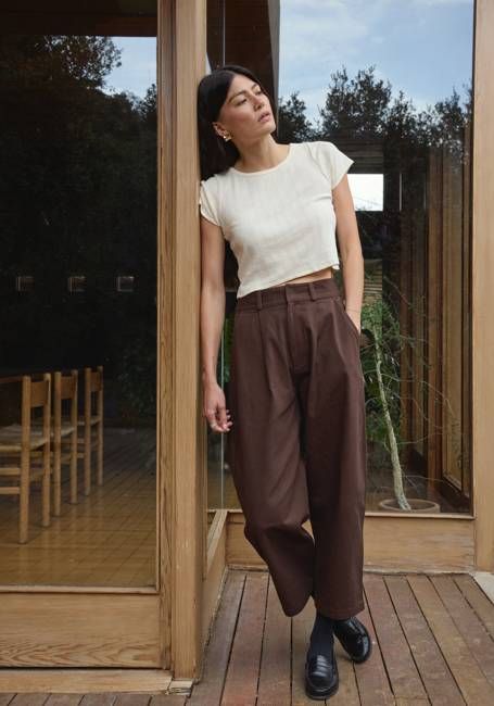 Ana Crop Trouser Walnut Twill