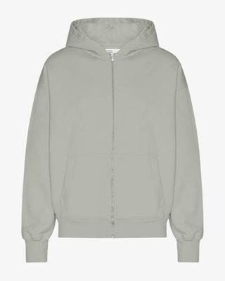 Organic Oversized Zip Hood - Steel Blue