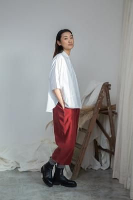 Lissie Organic Cotton Jersey and Poplin Shirt in White