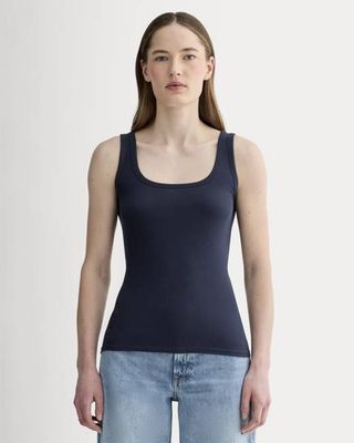 The Luxe Rib Square-Neck Tank | Navy
