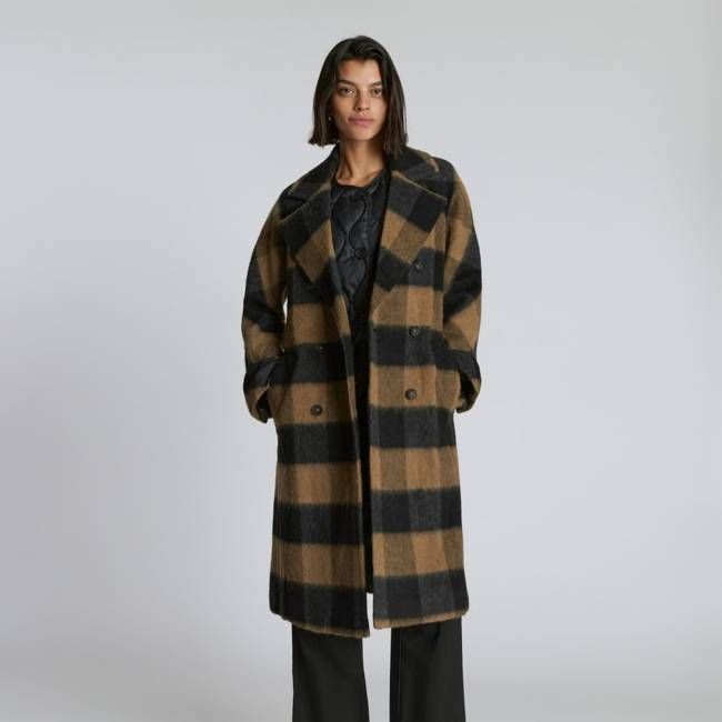 The Brushed Italian ReWool® Peacoat | Camel Buffalo Check
