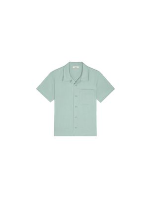 Archive Kids' Aloe Linen Camp Collared Shirt—eucalyptus blue