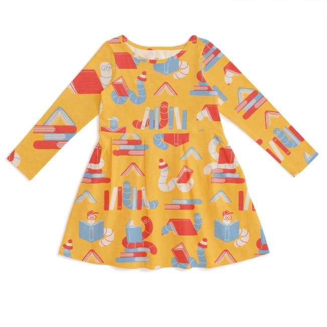 Madison Dress - Bookworms Yellow