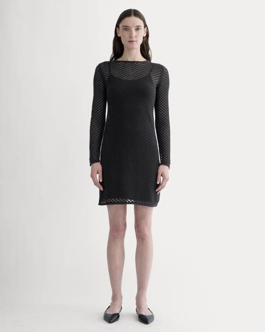 The Lace Knit Mini Dress | Black