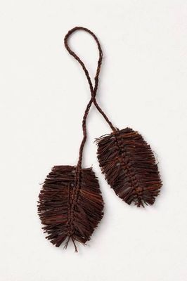 Leaflet Bag Charm - Chocolate Brown Raffia