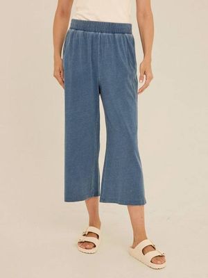 Ivanna Indigo Jersey Wide Leg Capri Pant