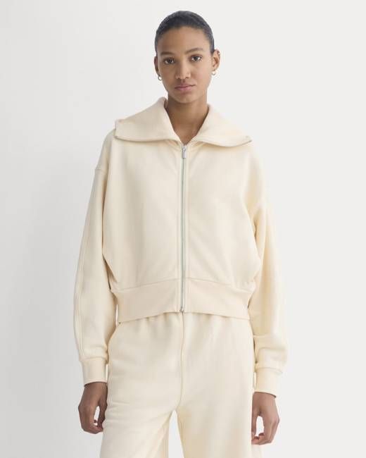 Lightweight Terry Cropped Full-Zip | Parchment