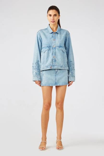 Frida Boxy Western Jacket - Moonwashed Ranchero Indigo
