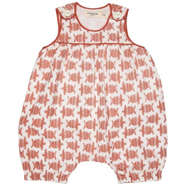 Baby Playsuit - Turtles, Orange