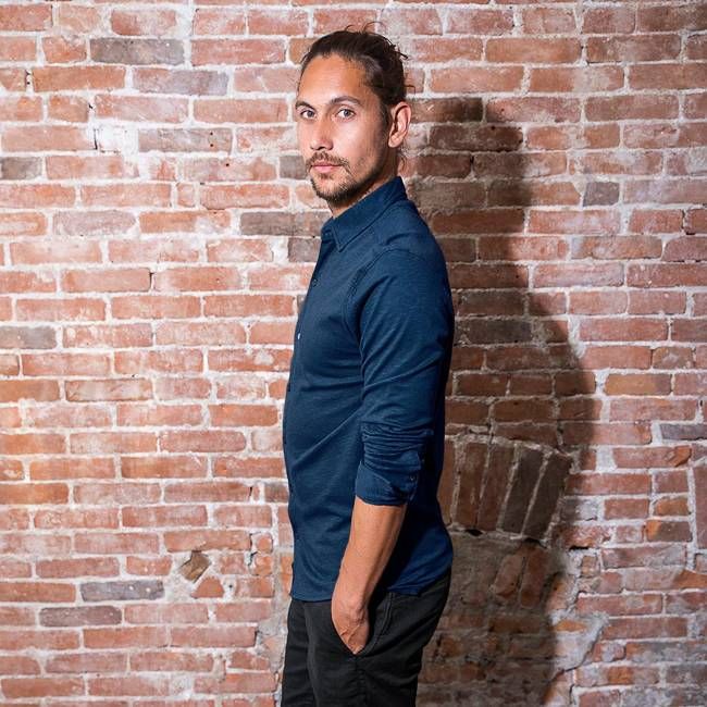 Overhemd - Biologisch katoen - navy blauw - verborgen button down