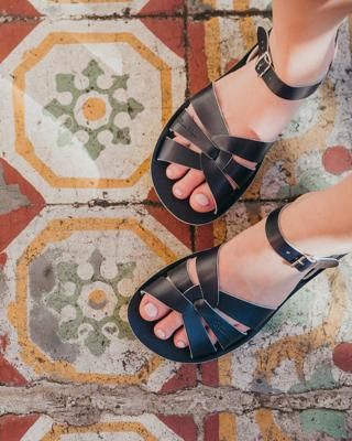 Navy Leather Sandals