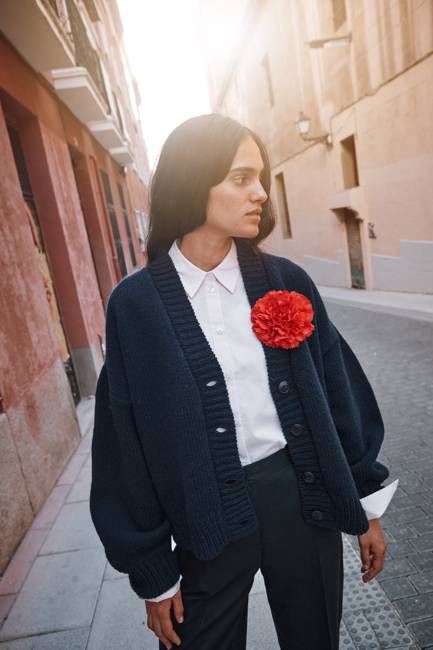 LUNA Batwing Cardigan in Merino Wool - Navy
