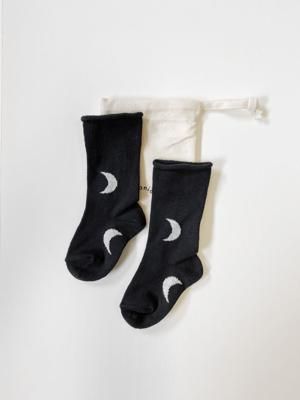 Black Midnight Socks with Oat Moons