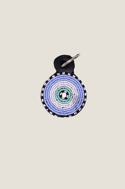 Large Beaded Circle Keyring | Sky Blue/White