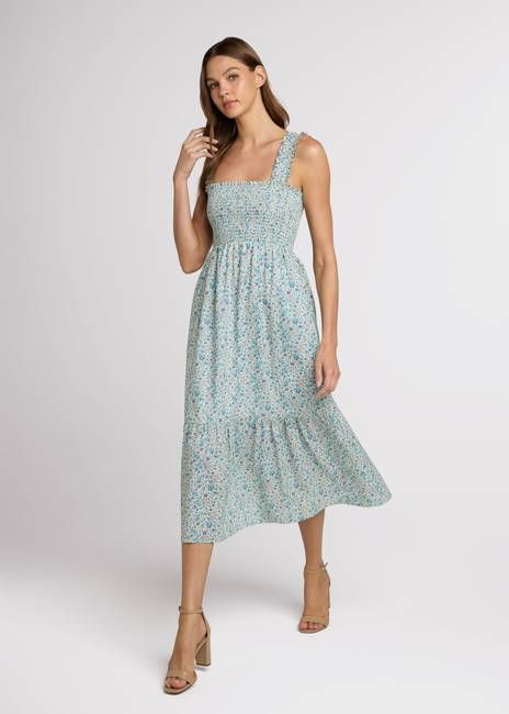 The Smocked Ruffle Tank Midi Dress