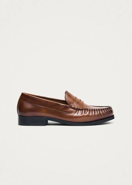 Rivet Brushed Tan Leather Loafers
