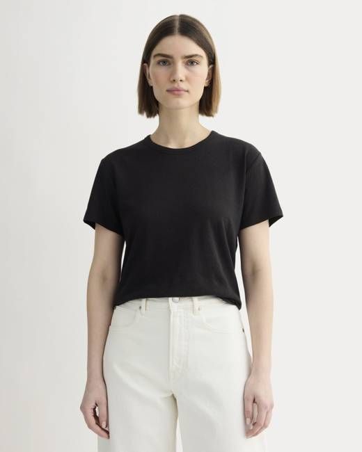 The Box-Cut Tee in Cotton Linen | Black