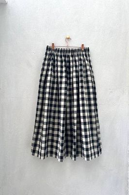 Tina Gathered Midi Skirt Gingham Kala Cotton