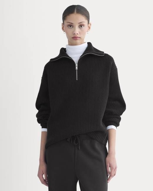 The Half-Zip Sweater in Luxe Merino | Black