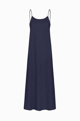 The Trude Slipdress aus Leinen in Marineblau