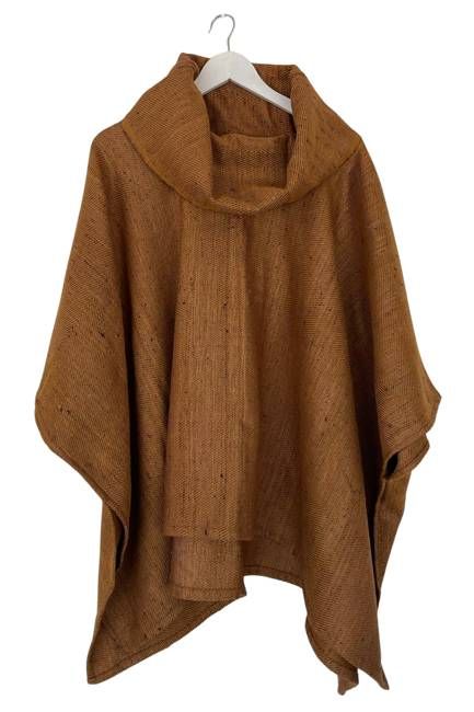 NEW! Wool Silk Cowl Neck Poncho Sunshine