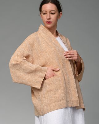 Frida - Leinenjacke in Zimtmelange