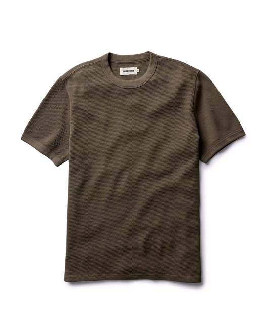 The Organic Cotton Short Sleeve Crew in Fatigue Olive Waffle