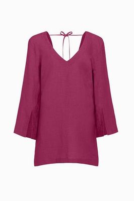 The Olivia Linen Tunic in berry