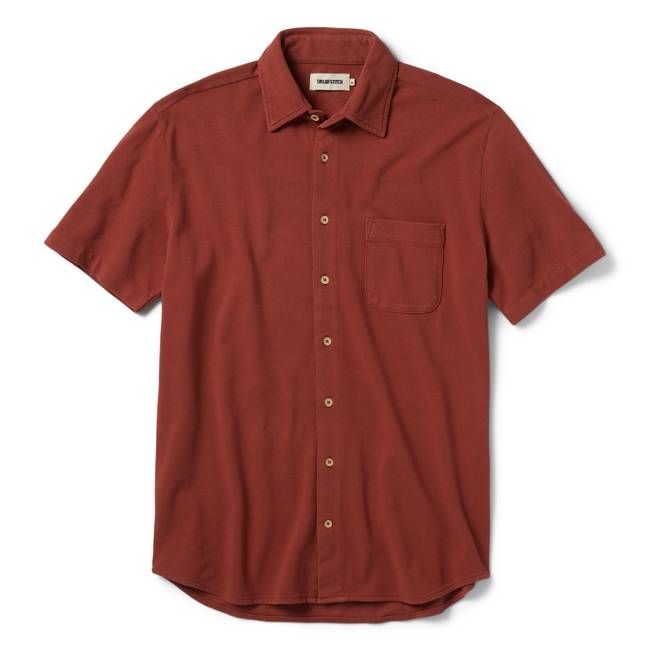 The Short Sleeve California in Red Clay Pique