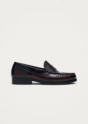 Rivet Brushed Burgundy Leather Loafers
