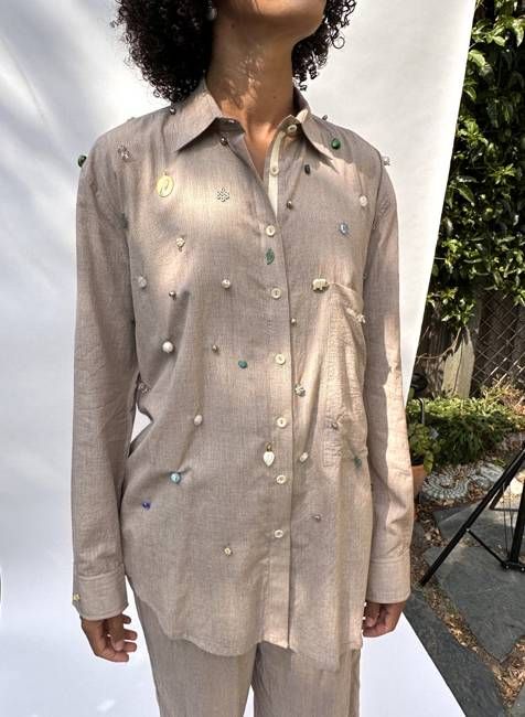 Beaded Page Shirt, Mementos, size S