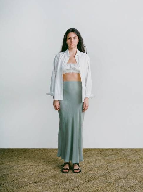 Harper Maxi Skirt, Japanese Cupro, Meadow