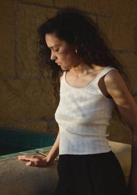 Pointelle Scoop Tank Natural